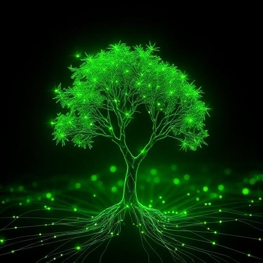 Digitaler Baum als Symbol für das Green Certificate